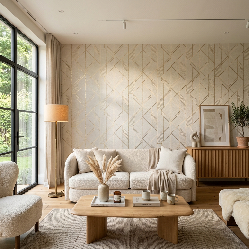 Luxurious home living room styled with premium wallpapers