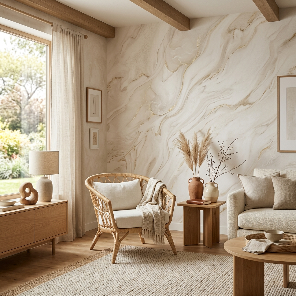 Luxurious fluid marble effect wallpaper design
